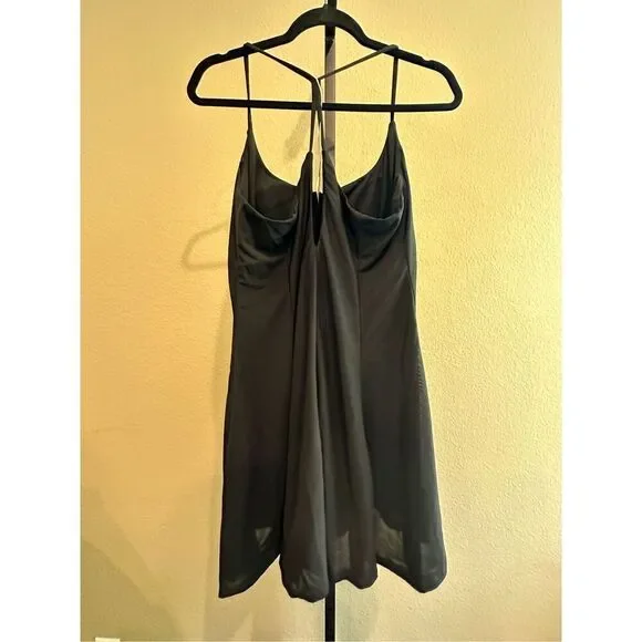 Size L Halara Backless 2-in-1 Side Pocket Contrast Mesh Flowy Mini Slip Dance Ac - Picture 4 of 10